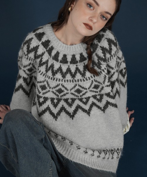 「Mili affinity」 長袖ニット FREE アイボリー レディース_画像2