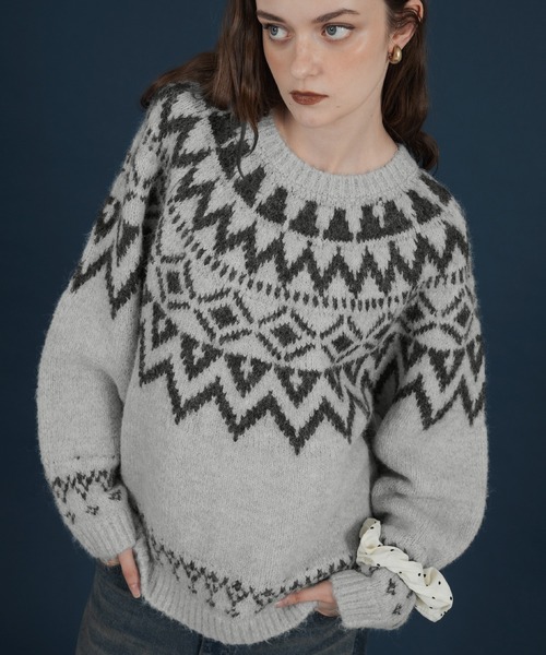 「Mili affinity」 長袖ニット FREE アイボリー レディース_画像3