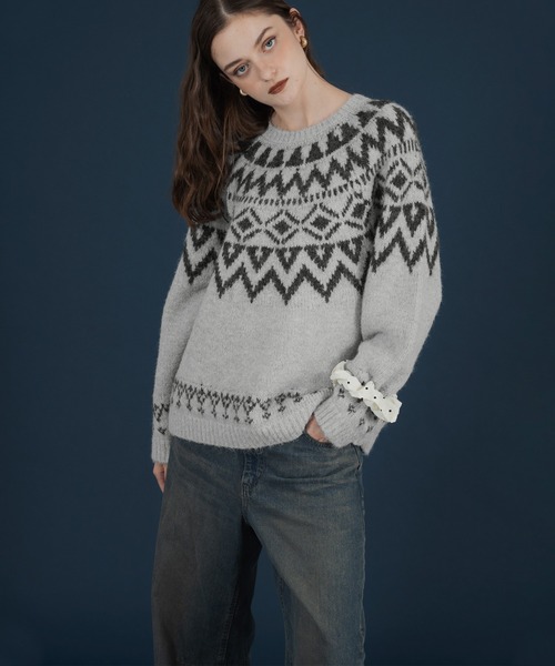 「Mili affinity」 長袖ニット FREE アイボリー レディース_画像4