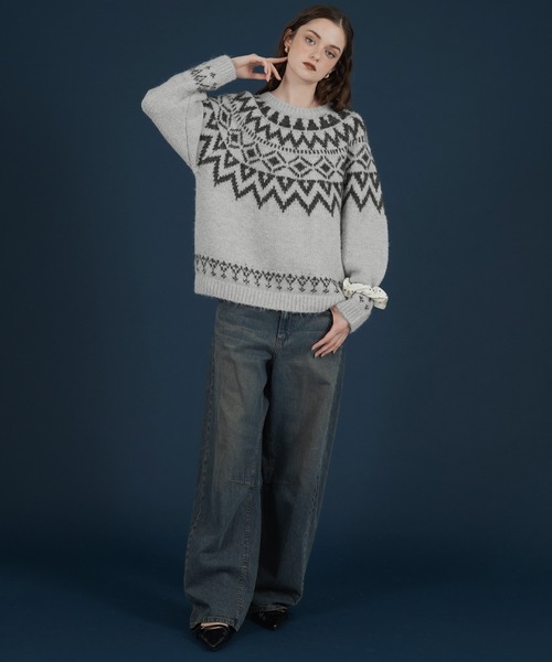 「Mili affinity」 長袖ニット FREE アイボリー レディース_画像5