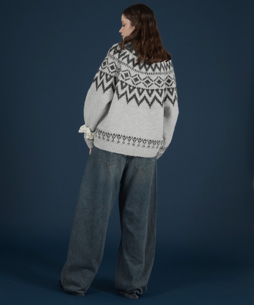 「Mili affinity」 長袖ニット FREE アイボリー レディース_画像6