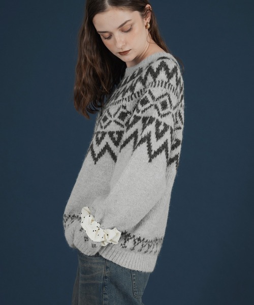 「Mili affinity」 長袖ニット FREE アイボリー レディース_画像7