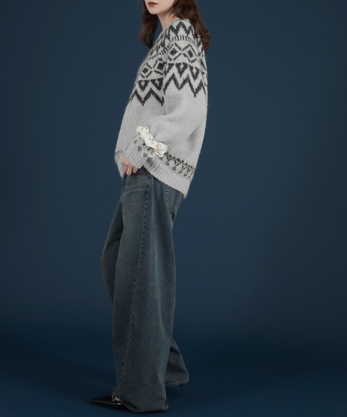 「Mili affinity」 長袖ニット FREE アイボリー レディース_画像9