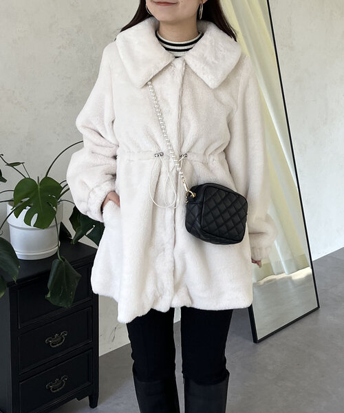 「prose verse」 ファーコート MEDIUM ピンク レディース_画像8