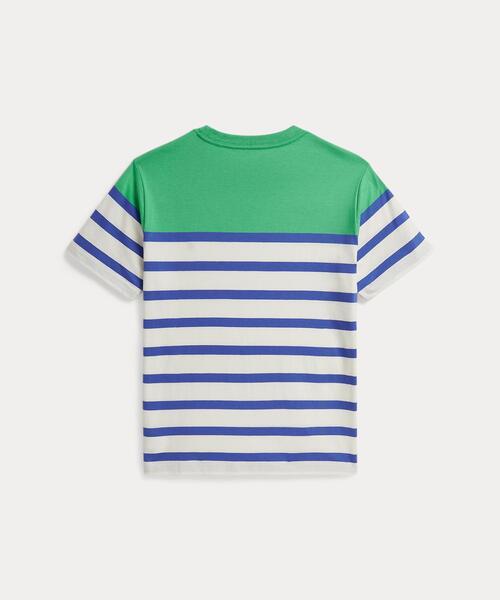 tシャツ ストライプド コットン ジャージー Tシャツ キッズ 子供服 男の子の画像