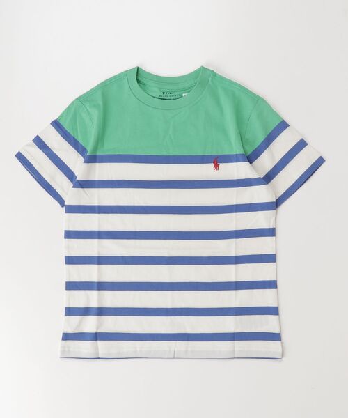 tシャツ ストライプド コットン ジャージー Tシャツ キッズ 子供服 男の子の画像