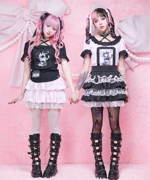 AVENCHUMU スカート Melting lace tiered skirt : ZOZOTOWN Yahoo!店