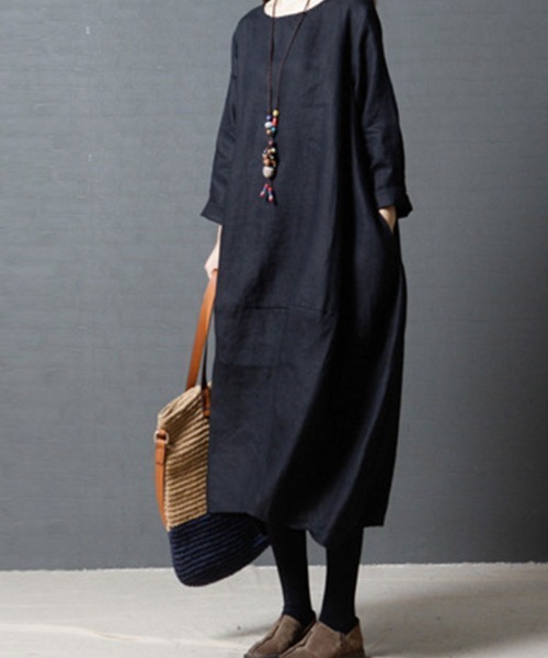 「SallyLunn」 長袖ワンピース LARGE グリーン レディース_画像2