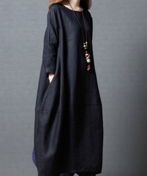 「SallyLunn」 長袖ワンピース LARGE グリーン レディース_画像3