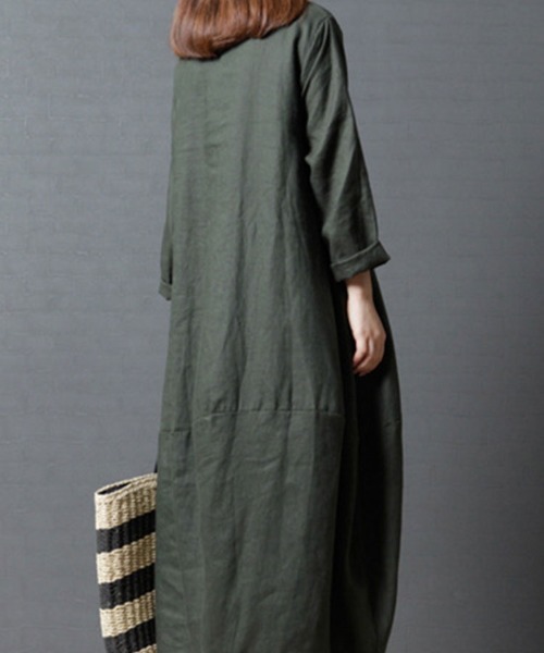 「SallyLunn」 長袖ワンピース LARGE グリーン レディース_画像7