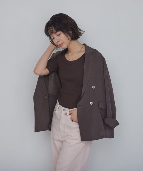 tシャツ カップデザインネックTシャツ / カップインナー レディースの画像