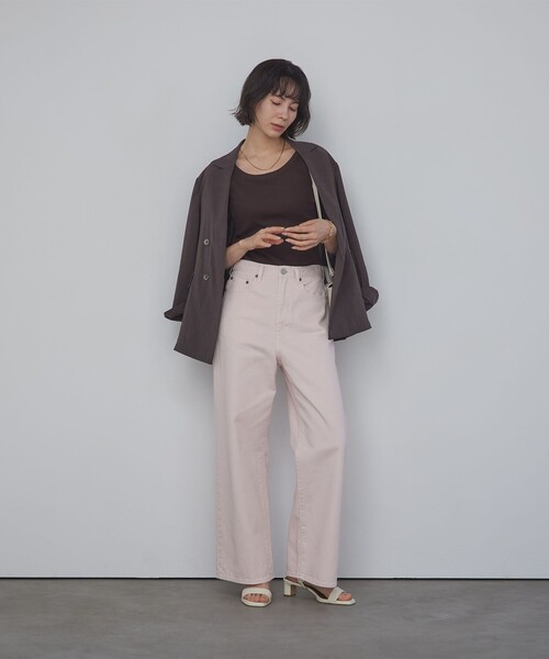 tシャツ カップデザインネックTシャツ / カップインナー レディースの画像