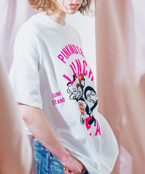 RNA（アールエヌエー） tシャツ M2681 PINKMOTEL クロネコプリントTEE
