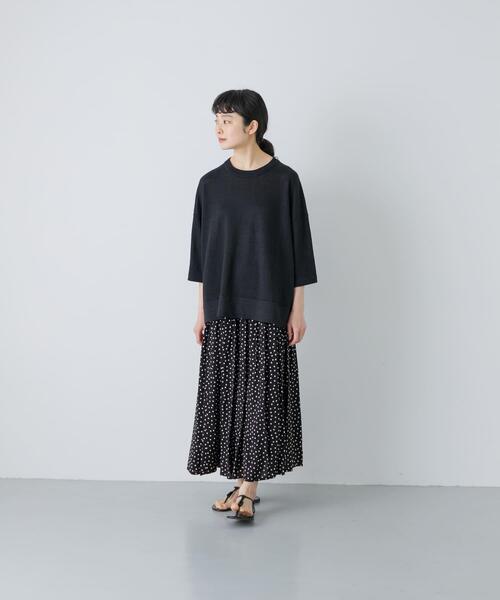 かぐれ ニット セーター リネン半袖クルーネックニット レディース