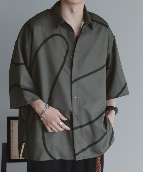 「epnok」 半袖シャツ LARGE グレイッシュブルー メンズ_画像3