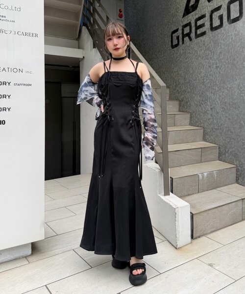 ワンピース 「Mavie..7」「S，Mサイズ展開」サイドレースUPジャンスカの画像