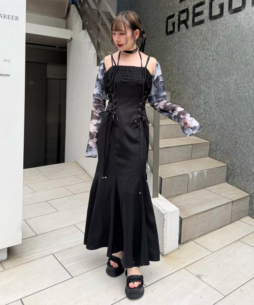 ワンピース 「Mavie..7」「S，Mサイズ展開」サイドレースUPジャンスカの画像
