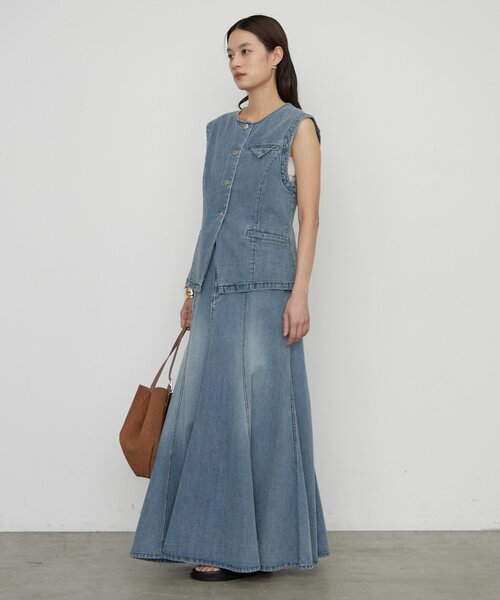 新品☆LOUNGEDRESS デニムマキシスカート S Loungedress（ラウンジドレス） スカート 「セットアップ着用可