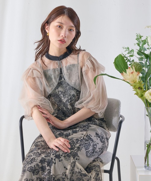 Kana パーティードレス ドレス 花柄マーメイドバルーン袖ボレロ 