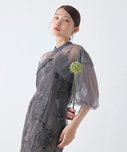 Kana パーティードレス ドレス 花柄マーメイドバルーン袖ボレロ
