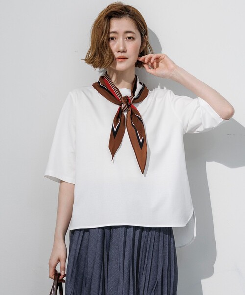 tシャツ 半袖 スカーフコンビ ボウタイセット カットソー レディース