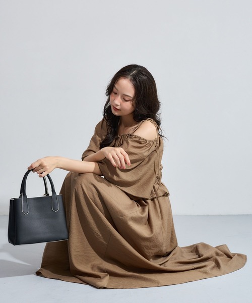 ワンピース 夏 半袖 「セットアイテム」シャーリングブラウスセットワンピース 1054930 | mysty woman | 08