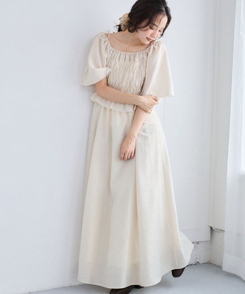ワンピース 夏 半袖 「セットアイテム」シャーリングブラウスセットワンピース 1054930 | mysty woman | 10
