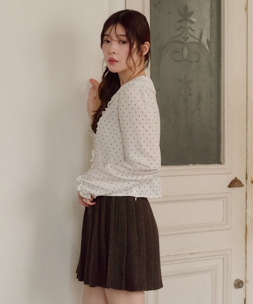 fupel ブラウス シャツ dot frill blouse / ドットフリルブラウス