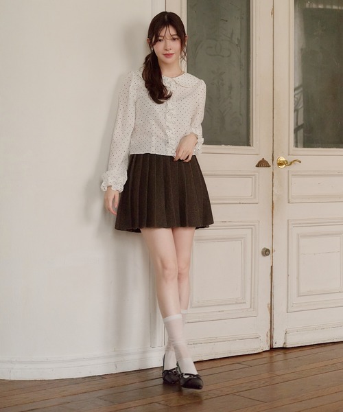 fupel ブラウス シャツ dot frill blouse / ドットフリルブラウス
