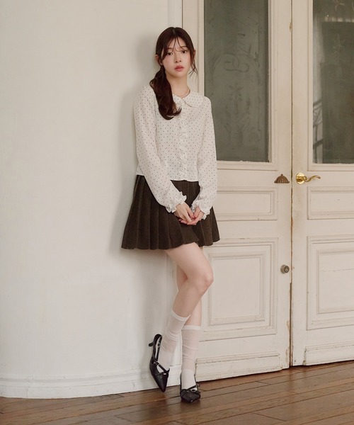 fupel ブラウス シャツ dot frill blouse / ドットフリルブラウス