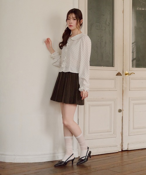 fupel ブラウス シャツ dot frill blouse / ドットフリルブラウス