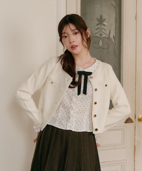 fupel ブラウス シャツ dot frill blouse / ドットフリルブラウス