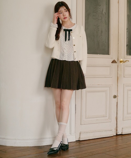fupel ブラウス シャツ dot frill blouse / ドットフリルブラウス