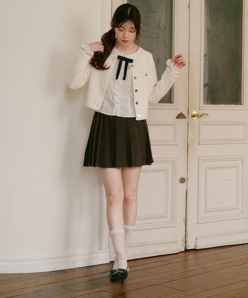 fupel ブラウス シャツ dot frill blouse / ドットフリルブラウス