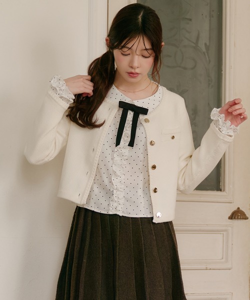 fupel ブラウス シャツ dot frill blouse / ドットフリルブラウス