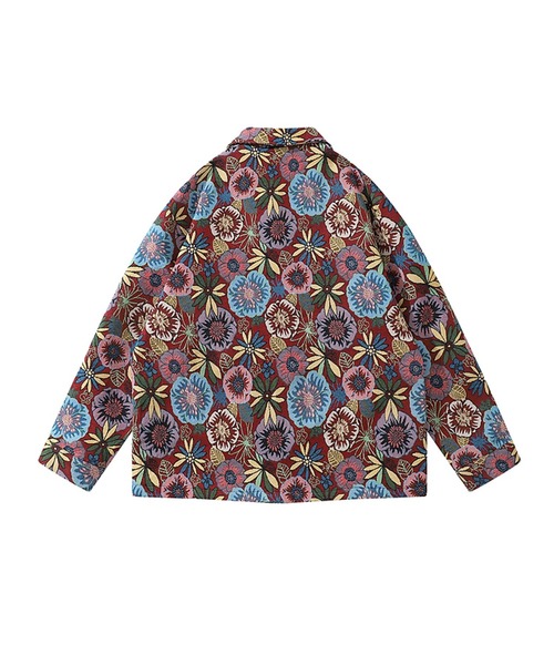 カバーオール 「HOOK」レトロ調総柄ジャカードコーチジャケット メンズ