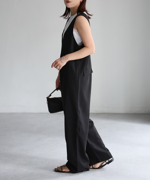 オールインワン・サロペット Rabanne Long Velvet Dress 春名亜美さんコラボ〉【大好評につき追加生産！】ラッフルフリル