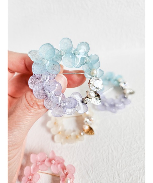 TONE（トネ） アレルギー対応 ブローチ 「Tresor」紫陽花 クリスタル