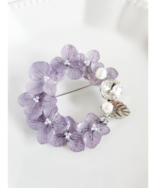 TONE（トネ） ブローチ 「Tresor」紫陽花 クリスタル ブローチ(MA