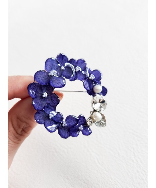 TONE（トネ） アレルギー対応 ブローチ 「Tresor」紫陽花 クリスタル
