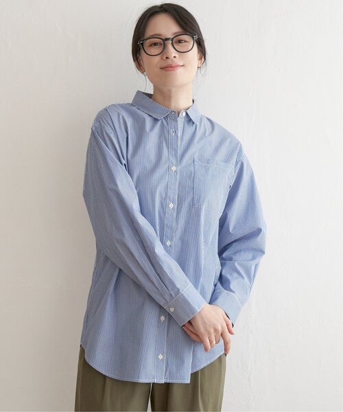 きょん様 極美品 23区 ストライプ リネンシャツ 長袖 ブルー