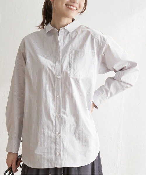 ikka ブラウス シャツ ストライプ長袖シャツ レディース