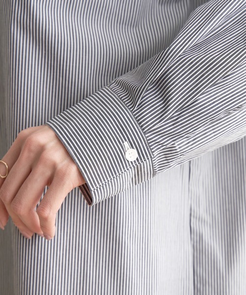 きょん様 極美品 23区 ストライプ リネンシャツ 長袖 ブルー