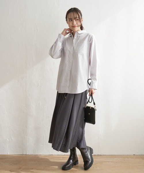 ikka ブラウス シャツ ストライプ長袖シャツ レディース