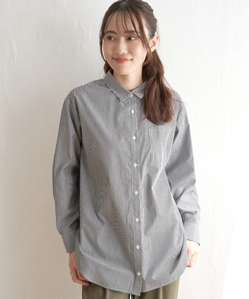 ikka ブラウス シャツ ストライプ長袖シャツ レディース
