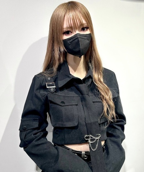 ブラウス シャツ A'GEM/9 × .kom「NOVESSEL/ノベセル」ネクタイ付きクロップドシャツ レディース