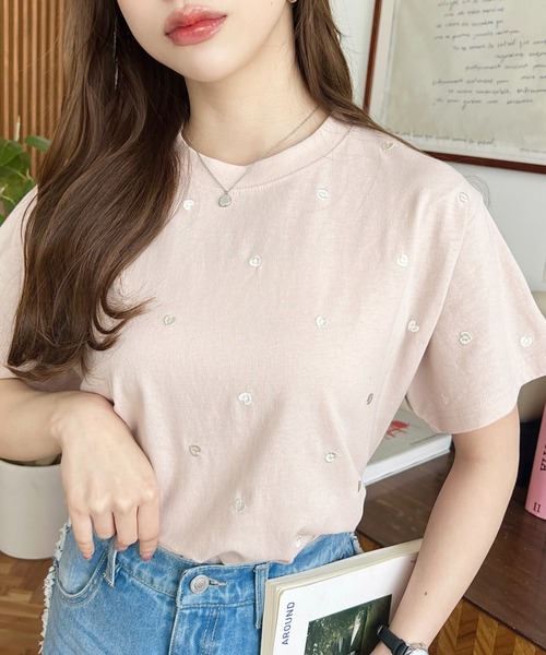 moment+ tシャツ ハート刺繍半袖Tシャツ レディース : ZOZOTOWN Yahoo