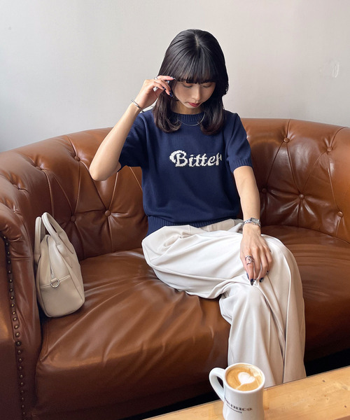 ニット セーター ジャガードロゴサマーニット レディース