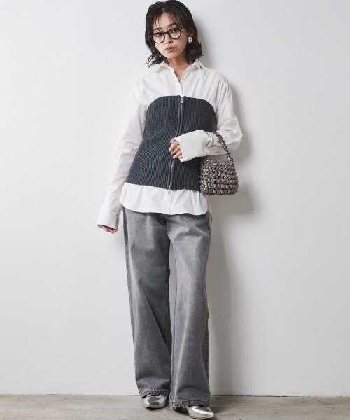 CHIC STYLE ブラウス シャツ ワイドカフスシャツ 「大きいサイズ