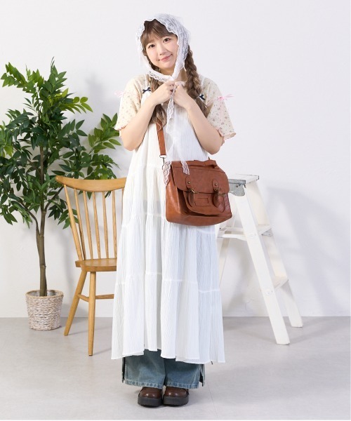kutir（クティール） tシャツ 小花柄ワッフルリボンTシャツ/サーマルT